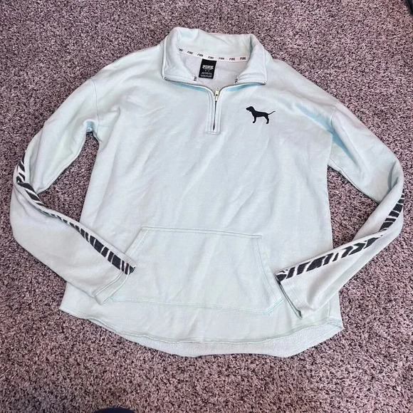 Pink Victoria‎ Secret blue quarter zip pullover blue - Picture 1 of 8